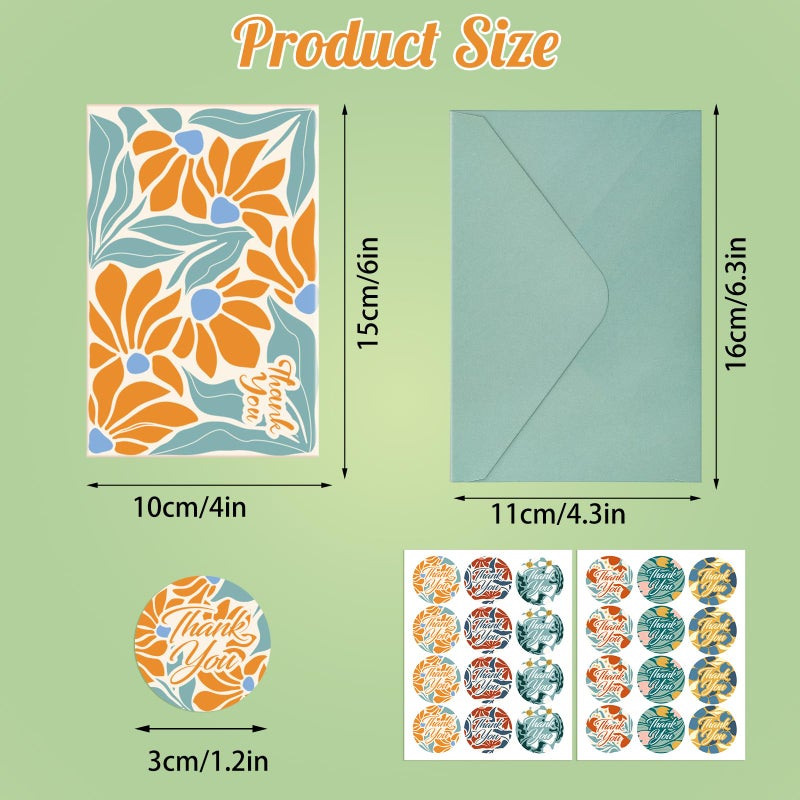 Thboxes 24 Pack Thank You Cards with Envelopes, 4x6 Inch Thank You Cards Bulk with Envelopes & Stickers, Greeting Card for Birthday, Wedding, Baby Shower, Graduation, Thanksgiving, Christmas, New Year - Image 2